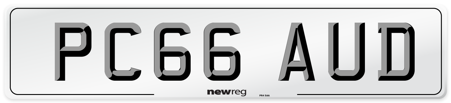 PC66 AUD Number Plate from New Reg